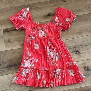 Floral Red Mini Dress
